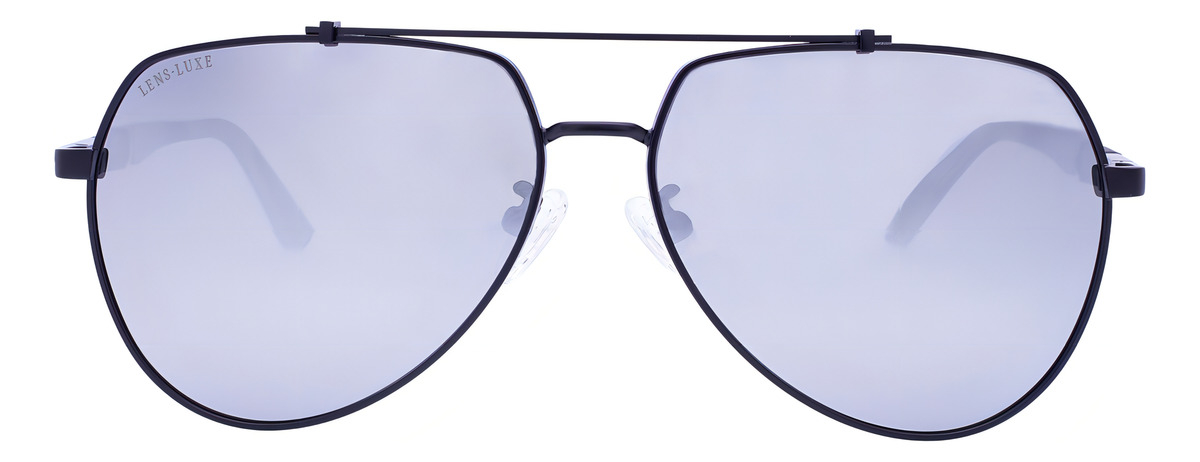 Gafas De Sol Aviador Lens Luxe Negro Lentes Polarizados Espejados Lead Plateado - Image 3