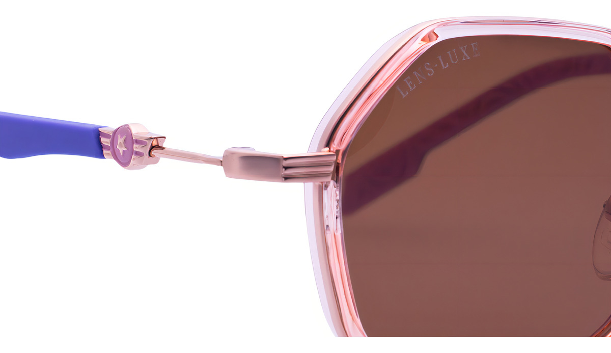 Lentes De Sol Polarizados Lens Luxe Kids Antonia Tr5129 Proteccion Uv Irregular Translucent Pink Gold/teal Pulido Marrón - Image 4