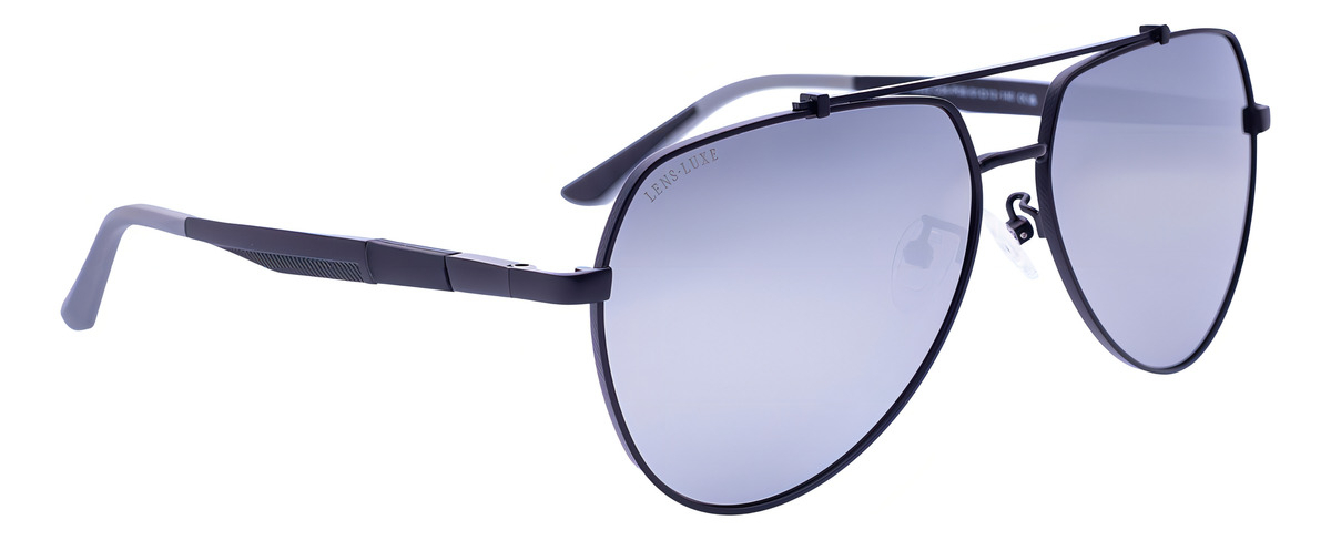 Gafas De Sol Aviador Lens Luxe Negro Lentes Polarizados Espejados Lead Plateado