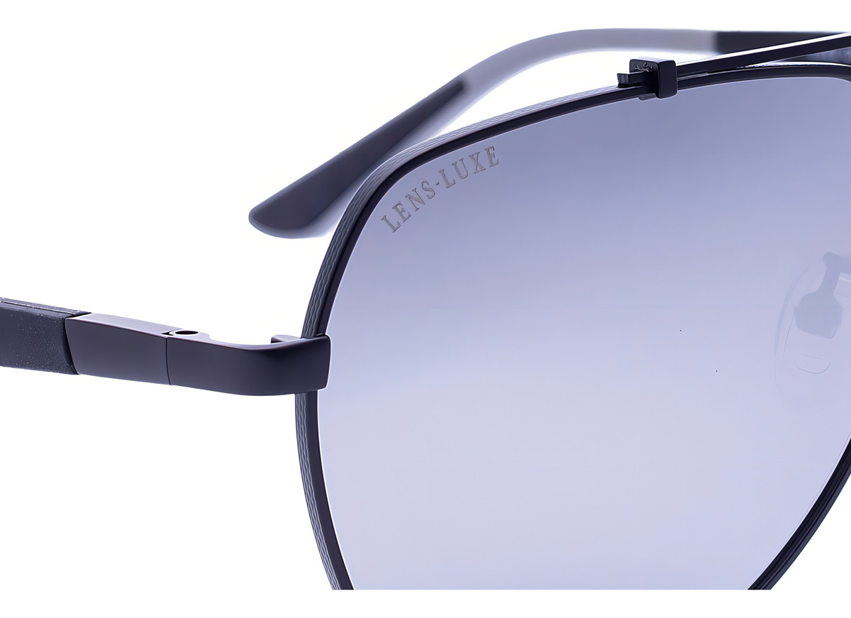 Gafas De Sol Aviador Lens Luxe Negro Lentes Polarizados Espejados Lead Plateado - Image 5