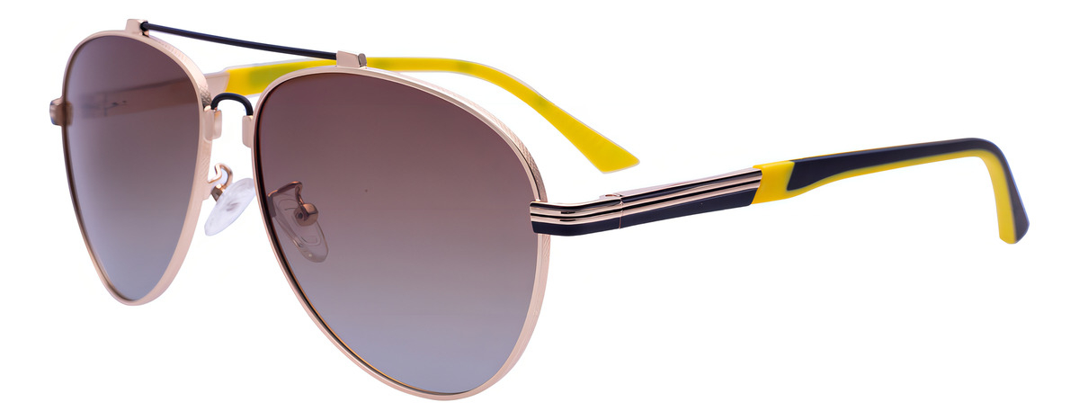 Gafas De Sol Aviador Polarizado Lens Luxe Dorado Lentes Marrón Degradado Racing Amarillo Y Negro - Image 3