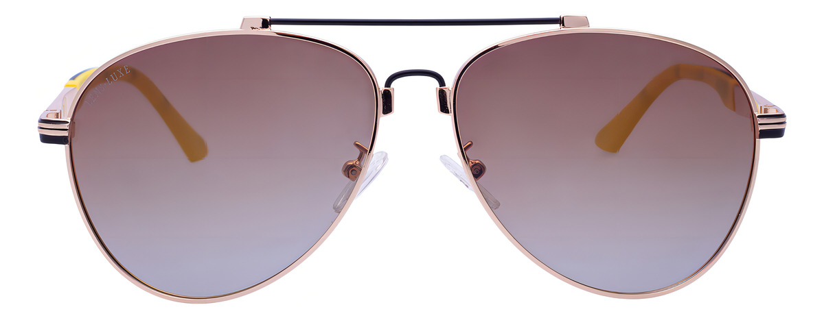 Gafas De Sol Aviador Polarizado Lens Luxe Dorado Lentes Marrón Degradado Racing Amarillo Y Negro - Image 2