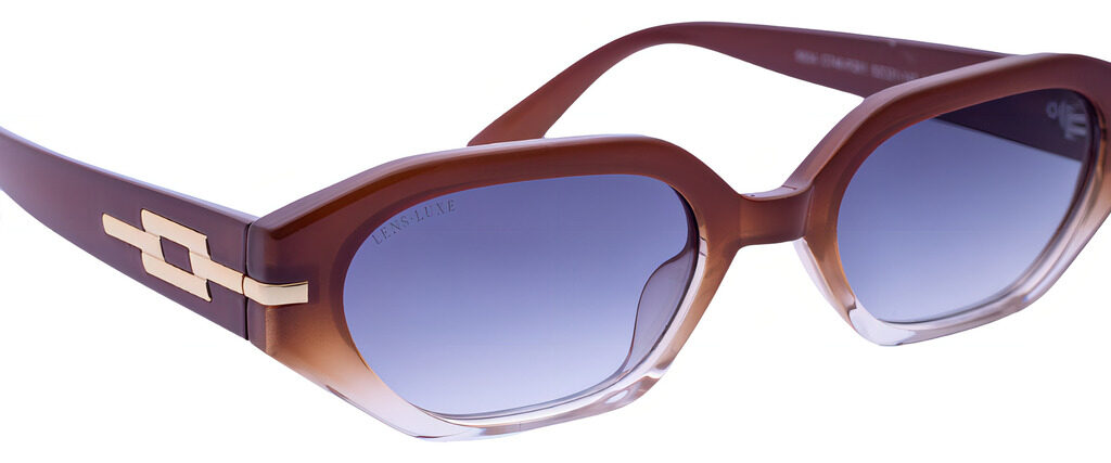 Gafas De Sol Lens Luxe Fashion 6504 Hexagonales Marrón Lentes Degradé Moda Pulido Marrón Blue/grey