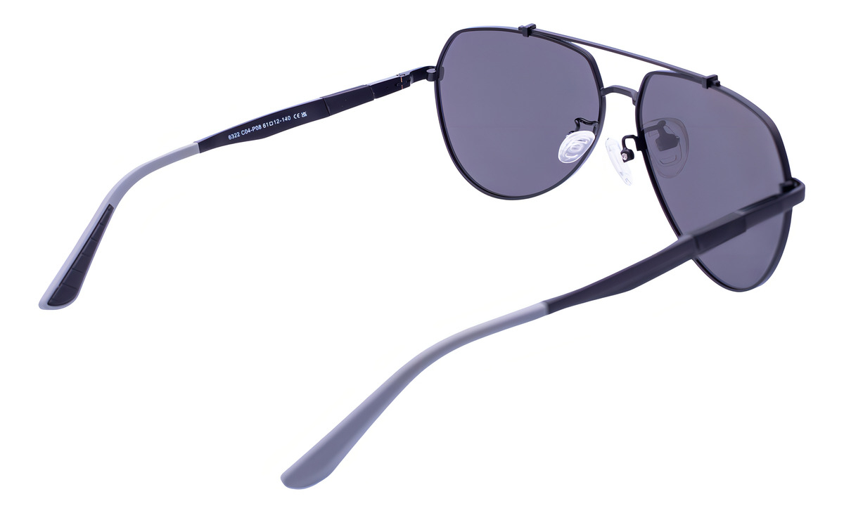 Gafas De Sol Aviador Lens Luxe Negro Lentes Polarizados Espejados Lead Plateado - Image 4