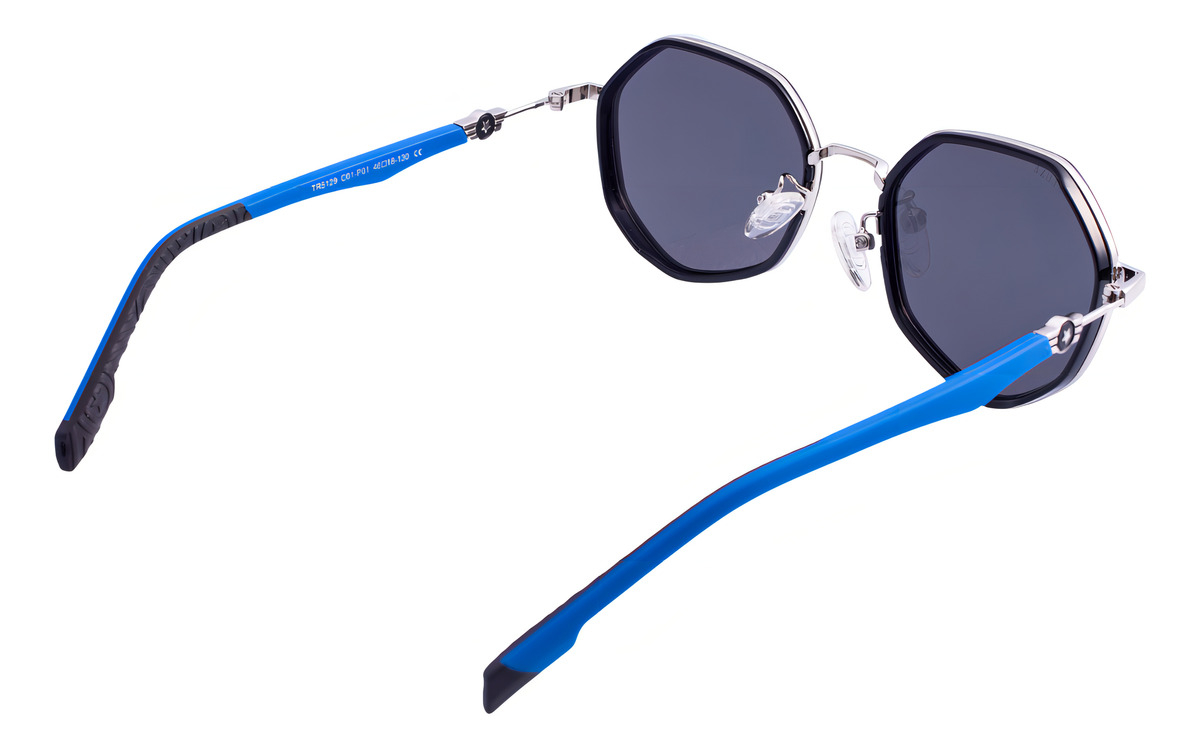 Gafas De Sol Polarizadas Lens Luxe Kids Antonia Tr5129 C01 Negro Tr90 Irregular Negro Brillante Silver/grey Plateado - Azul - Negro - Image 4