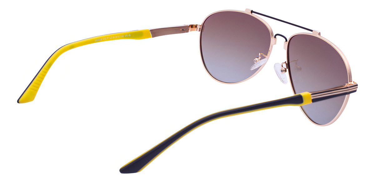 Gafas De Sol Aviador Polarizado Lens Luxe Dorado Lentes Marrón Degradado Racing Amarillo Y Negro - Image 4