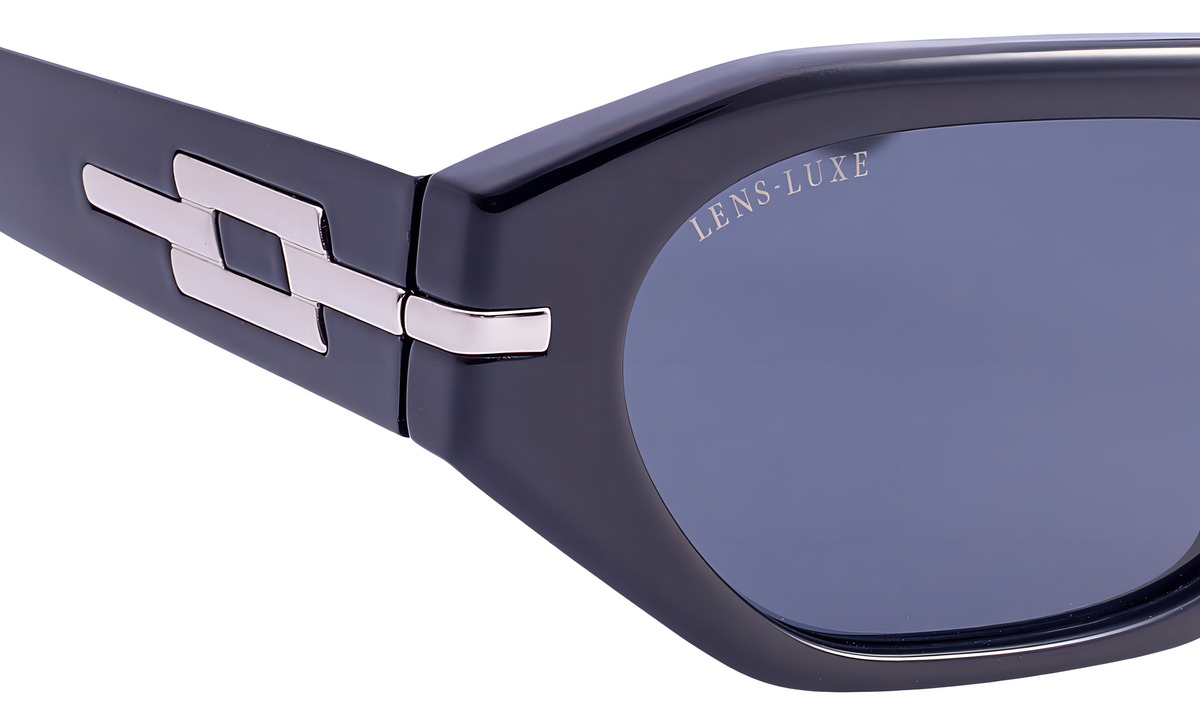 Gafas De Sol Lens Luxe Hexagonales Protección Uv Policarbonato Negro Moda Gris Oscuro - Image 5