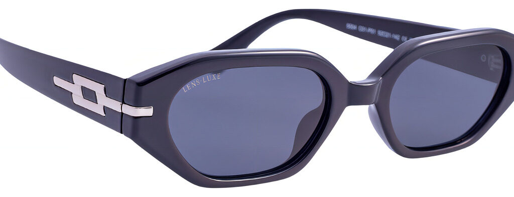 Gafas De Sol Lens Luxe Hexagonales Protección Uv Policarbonato Negro Moda Gris Oscuro