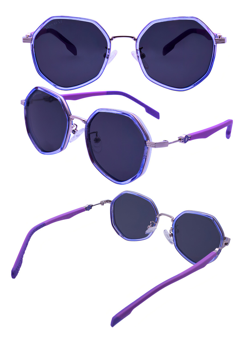 Gafas De Sol Lens Luxe Kids Antonia Tr90 Polarizadas Uv Protección Irregular Translucent Purple Silver/grey Plateado - Rosa - Lila - Image 5