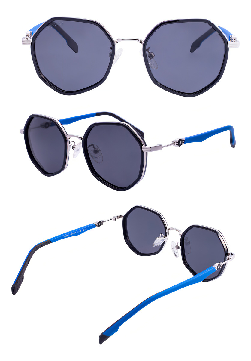 Gafas De Sol Polarizadas Lens Luxe Kids Antonia Tr5129 C01 Negro Tr90 Irregular Negro Brillante Silver/grey Plateado - Azul - Negro - Image 6