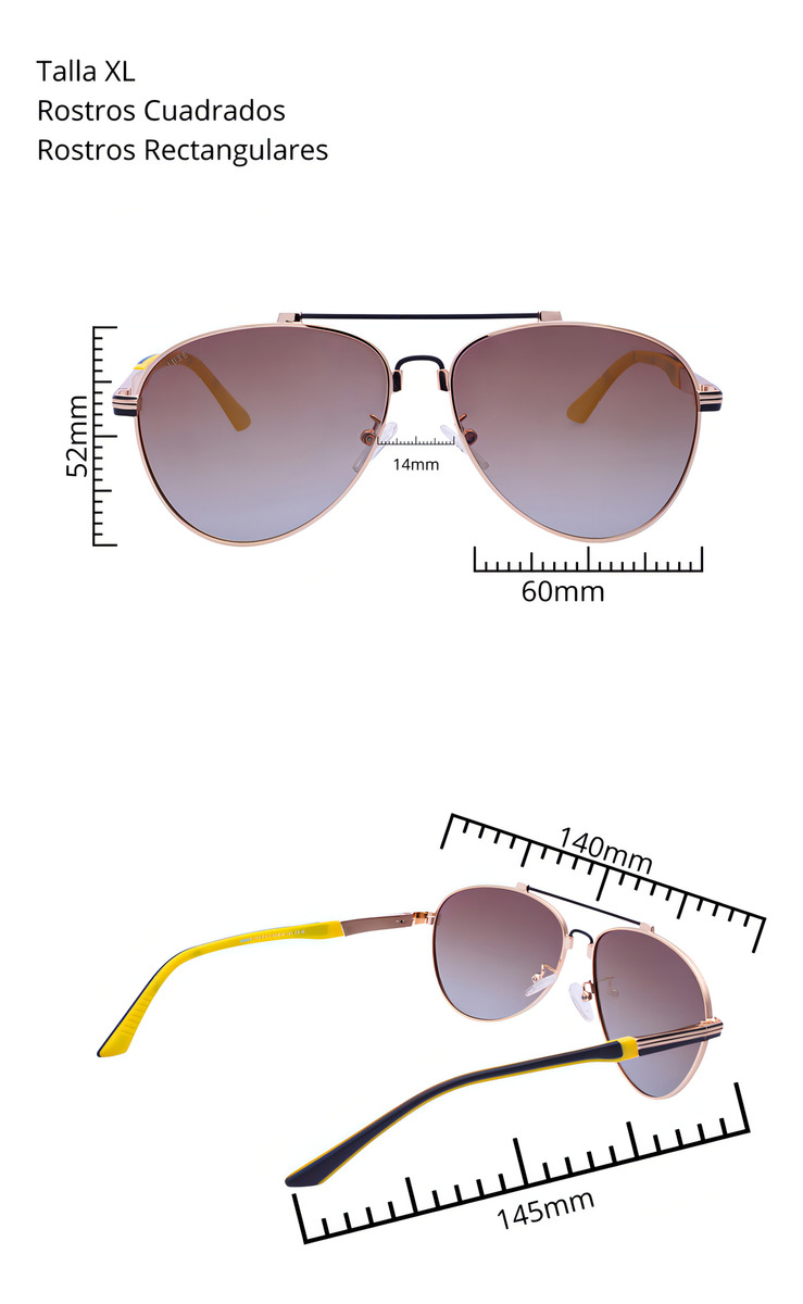 Gafas De Sol Aviador Polarizado Lens Luxe Dorado Lentes Marrón Degradado Racing Amarillo Y Negro - Image 8