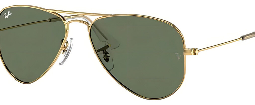 Gafas De Sol Ray-ban Aviador Junior Talle 8-12 Años Armazón Polished Gold Y Lente Green