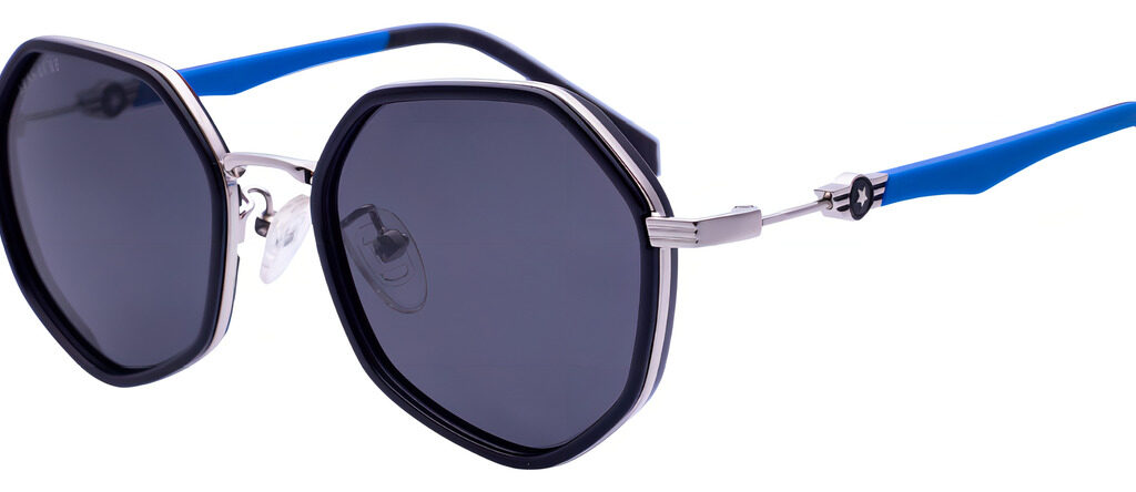 Gafas De Sol Polarizadas Lens Luxe Kids Antonia Tr5129 C01 Negro Tr90 Irregular Negro Brillante Silver/grey Plateado - Azul - Negro