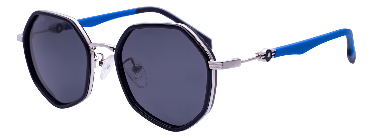 Gafas De Sol Polarizadas Lens Luxe Kids Antonia Tr5129 C01 Negro Tr90 Irregular Negro Brillante Silver/grey Plateado - Azul - Negro