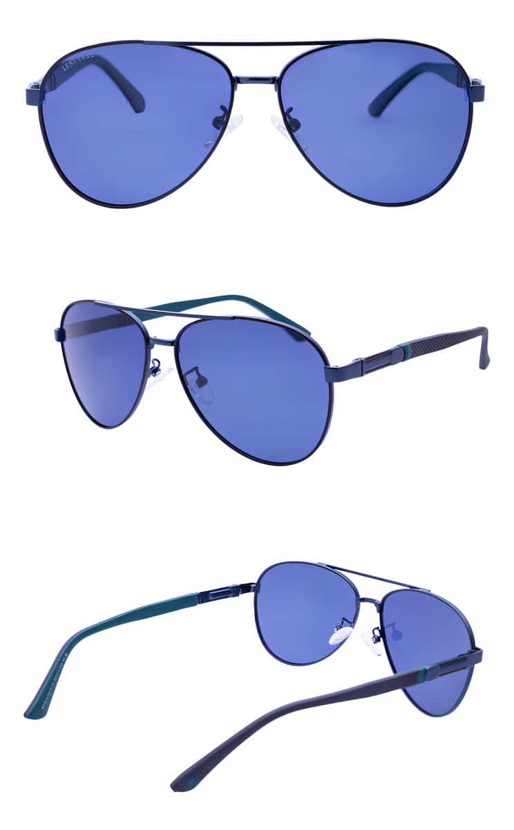 Gafas De Sol Lens Luxe Aviador Azul Lentes Polarizados Océano Azul Marino Azul Metalizado - Image 6