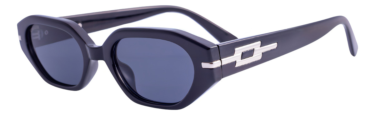 Gafas De Sol Lens Luxe Hexagonales Protección Uv Policarbonato Negro Moda Gris Oscuro - Image 3