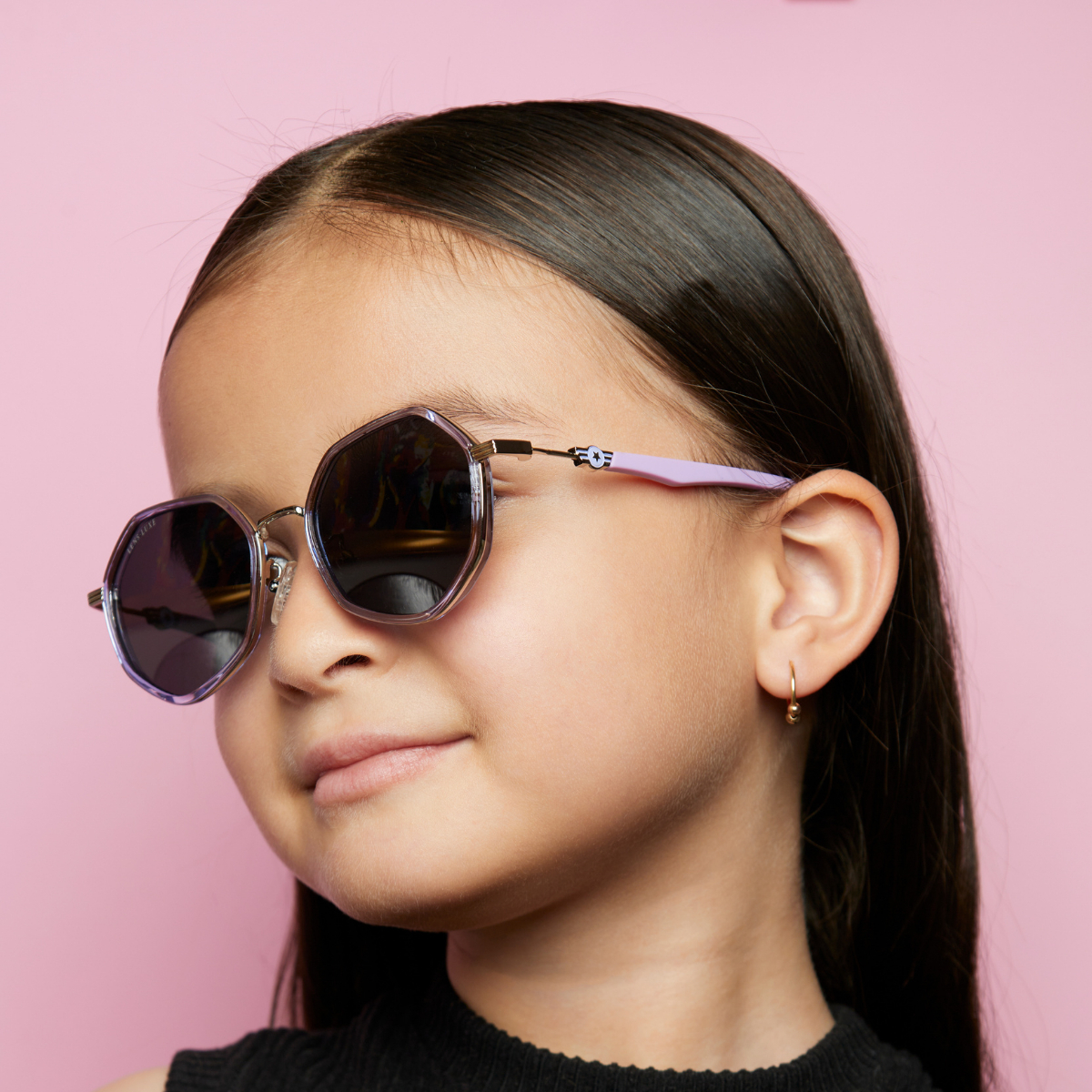 Gafas De Sol Lens Luxe Kids Antonia Tr90 Polarizadas Uv Protección Irregular Translucent Purple Silver/grey Plateado - Rosa - Lila - Image 2