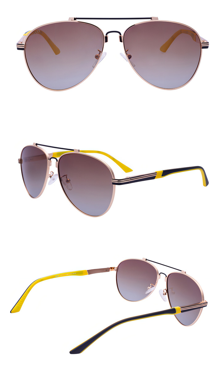 Gafas De Sol Aviador Polarizado Lens Luxe Dorado Lentes Marrón Degradado Racing Amarillo Y Negro - Image 6
