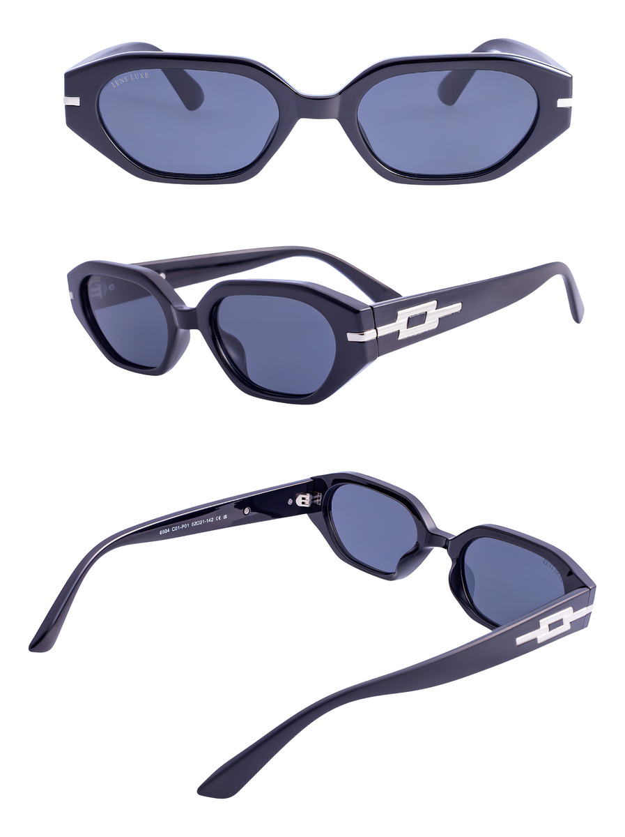 Gafas De Sol Lens Luxe Hexagonales Protección Uv Policarbonato Negro Moda Gris Oscuro - Image 6