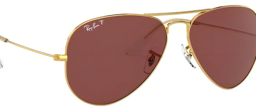 Gafas De Sol Polarizados Ray-ban Aviator Classic Talle Standard Armazón Polished Gold Y Lente Violet