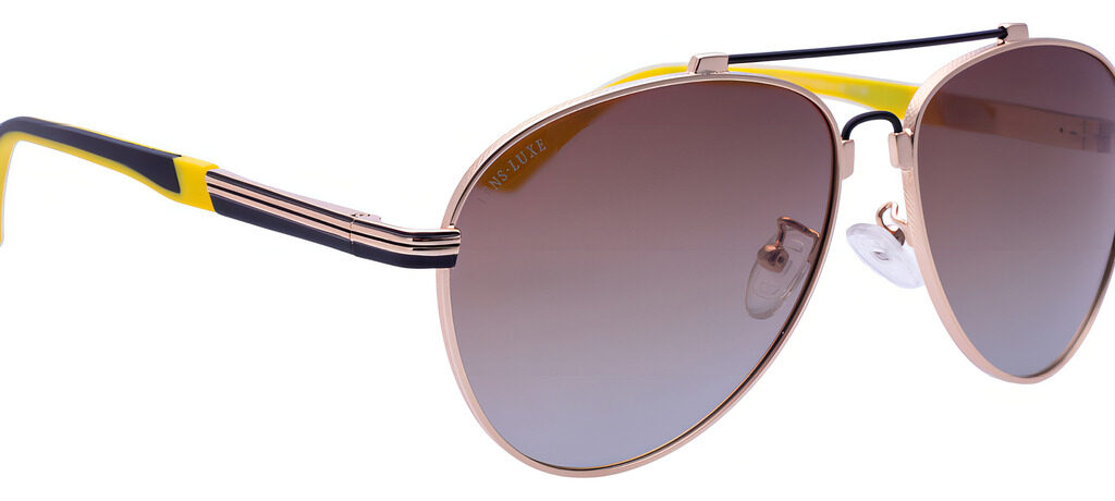 Gafas De Sol Aviador Polarizado Lens Luxe Dorado Lentes Marrón Degradado Racing Amarillo Y Negro