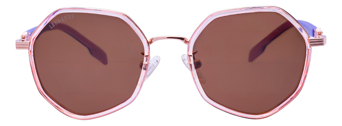 Lentes De Sol Polarizados Lens Luxe Kids Antonia Tr5129 Proteccion Uv Irregular Translucent Pink Gold/teal Pulido Marrón - Image 3