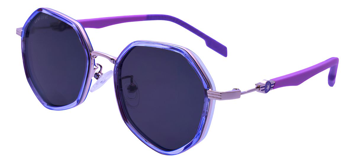 Gafas De Sol Lens Luxe Kids Antonia Tr90 Polarizadas Uv Protección Irregular Translucent Purple Silver/grey Plateado - Rosa - Lila