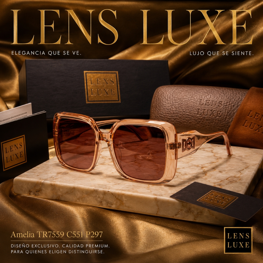 Gafas de Sol Lens Luxe Amelia TR7559 C551 P297 con estuche premium, caja y accesorios originales Lens Luxe.